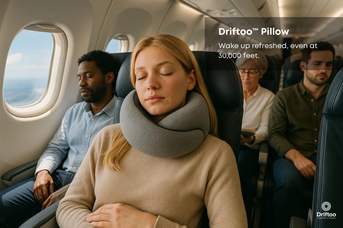 Driftoo™ Neck Pillow – Memory Foam Cushion for Airplanes, Cars & Naps